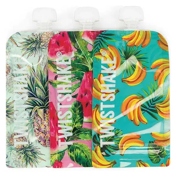 Sachês reutilizáveis para frutas Twistshake, pacote com 3 unidades de 220ml