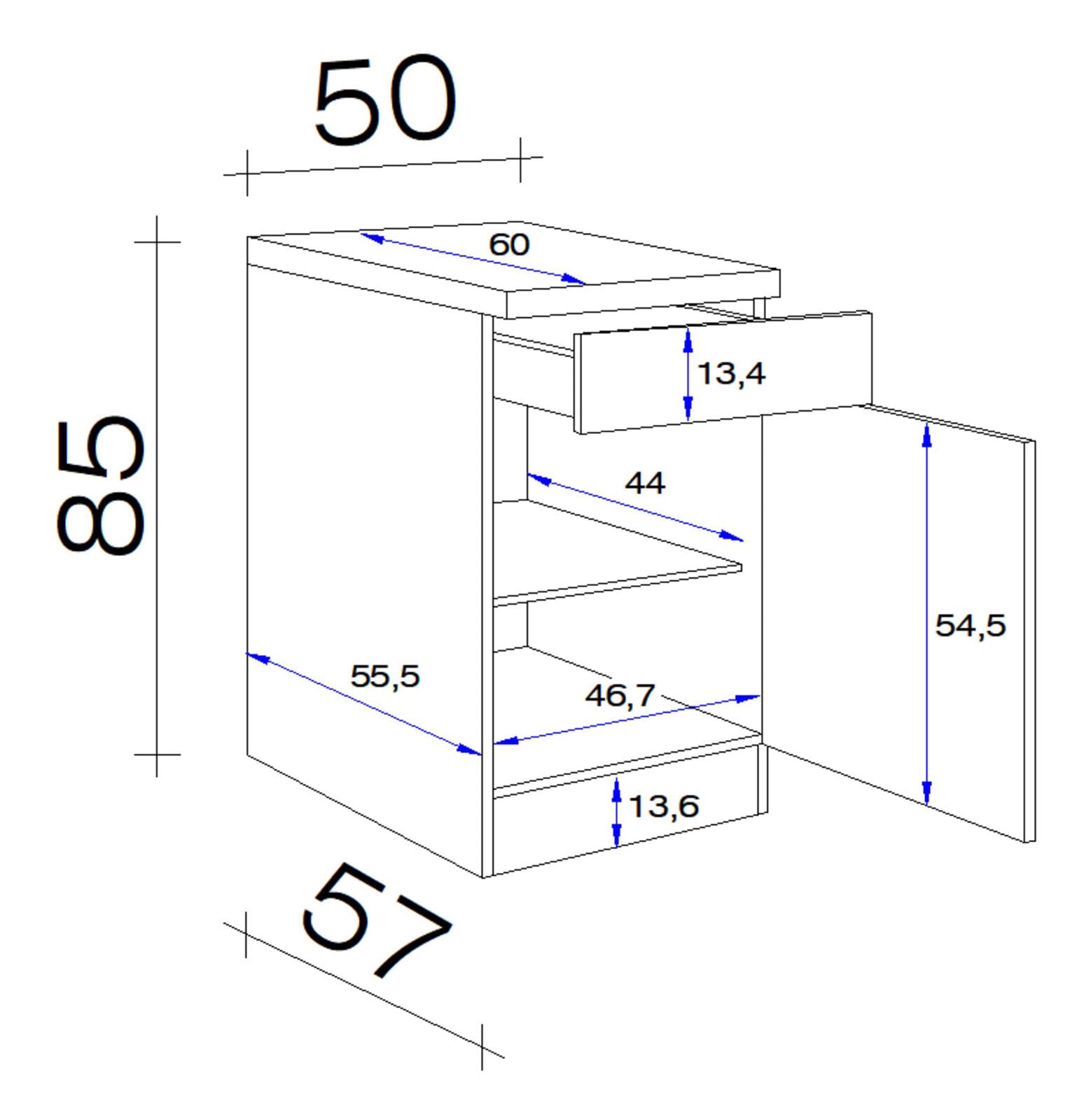 Küchen Unterschrank WITO 50 cm weiß