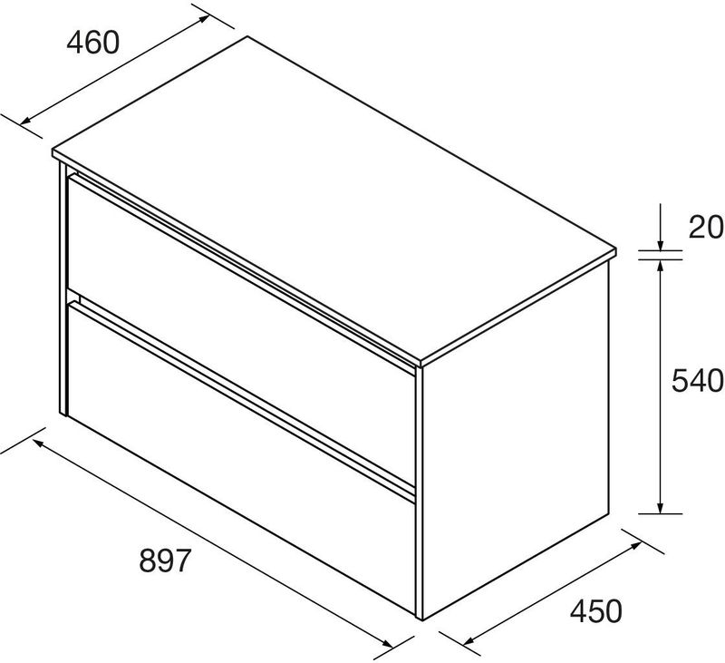 Muebles - Project - Badmeubel - Legergroen - 90cm met 2 lades en toppaneel