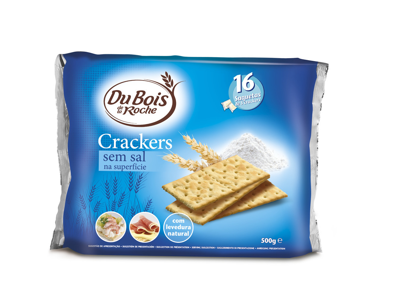 BOLACHA DU BOIS DE LA ROCHE CRACKERS SEM SAL NA SUPERFÍCIE 500G