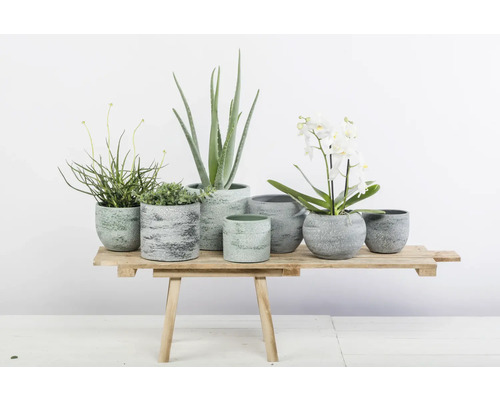 Keramische plantenpot Ø 14 cm H 12 cm groen
