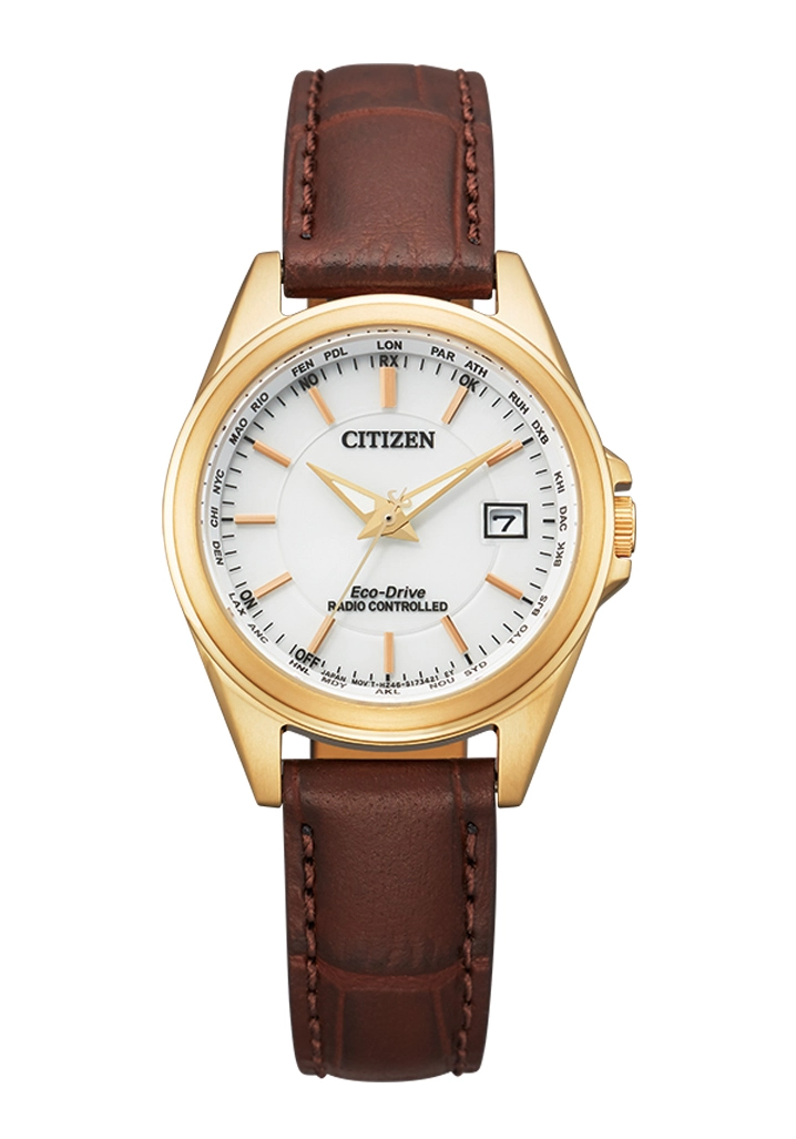 Citizen Eco-Drive Funkuhr Damenuhr Braun EC1183-16A