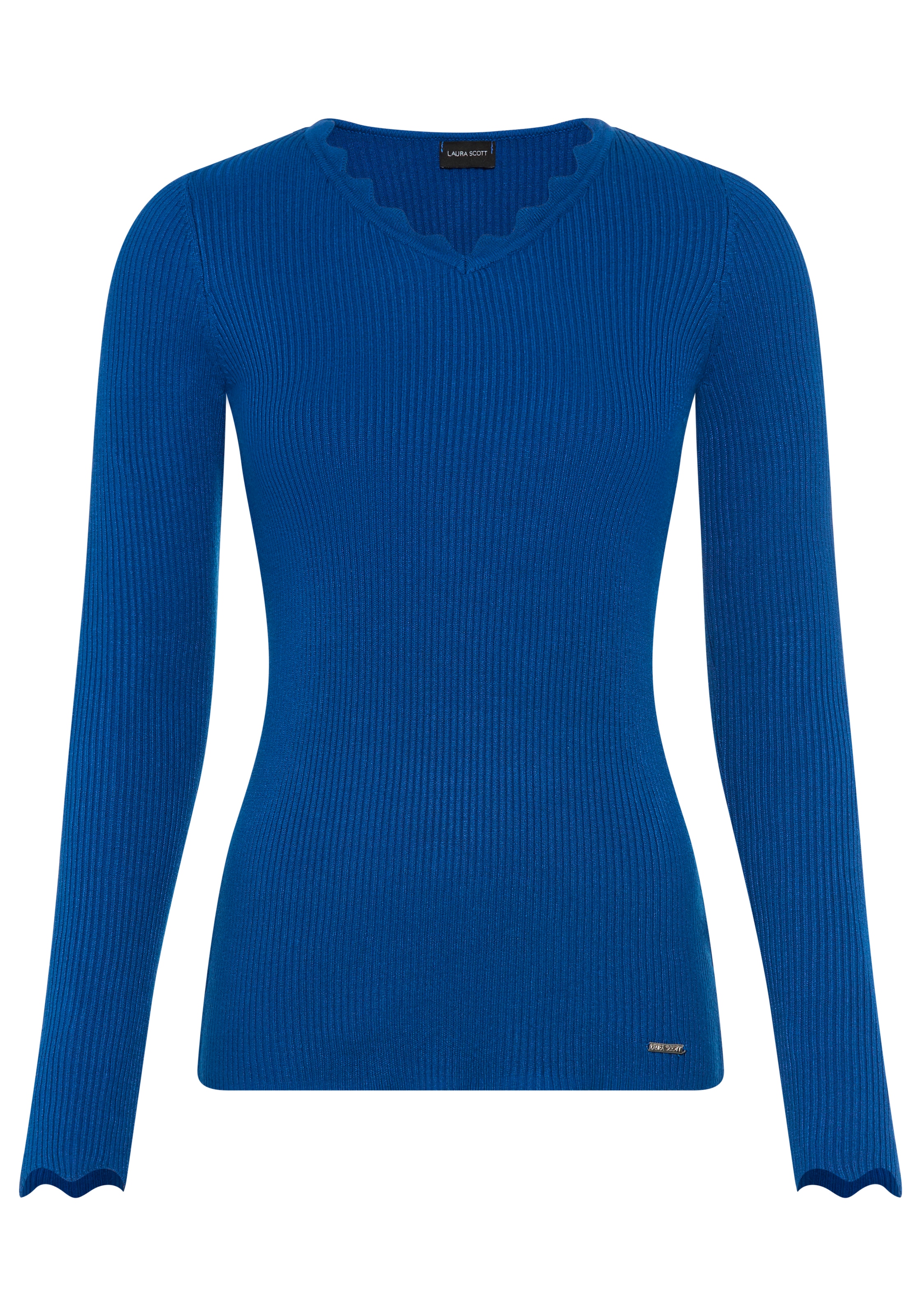 Laura Scott V-Ausschnitt-Pullover , mit femininer Wellenkante