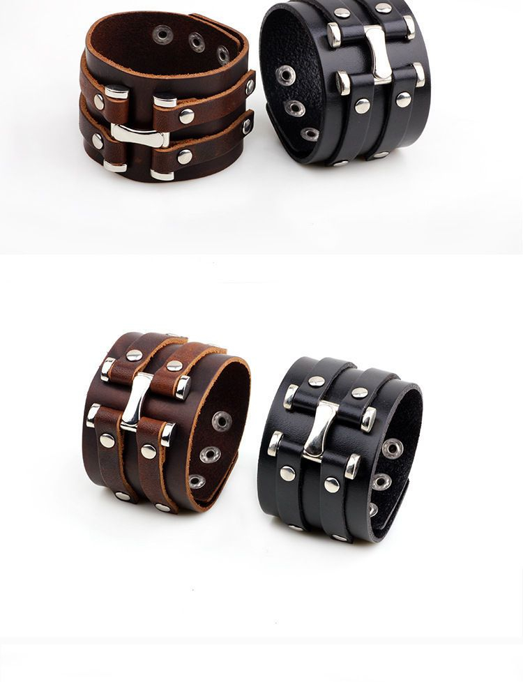 KINNO - Brede armband van echt leer