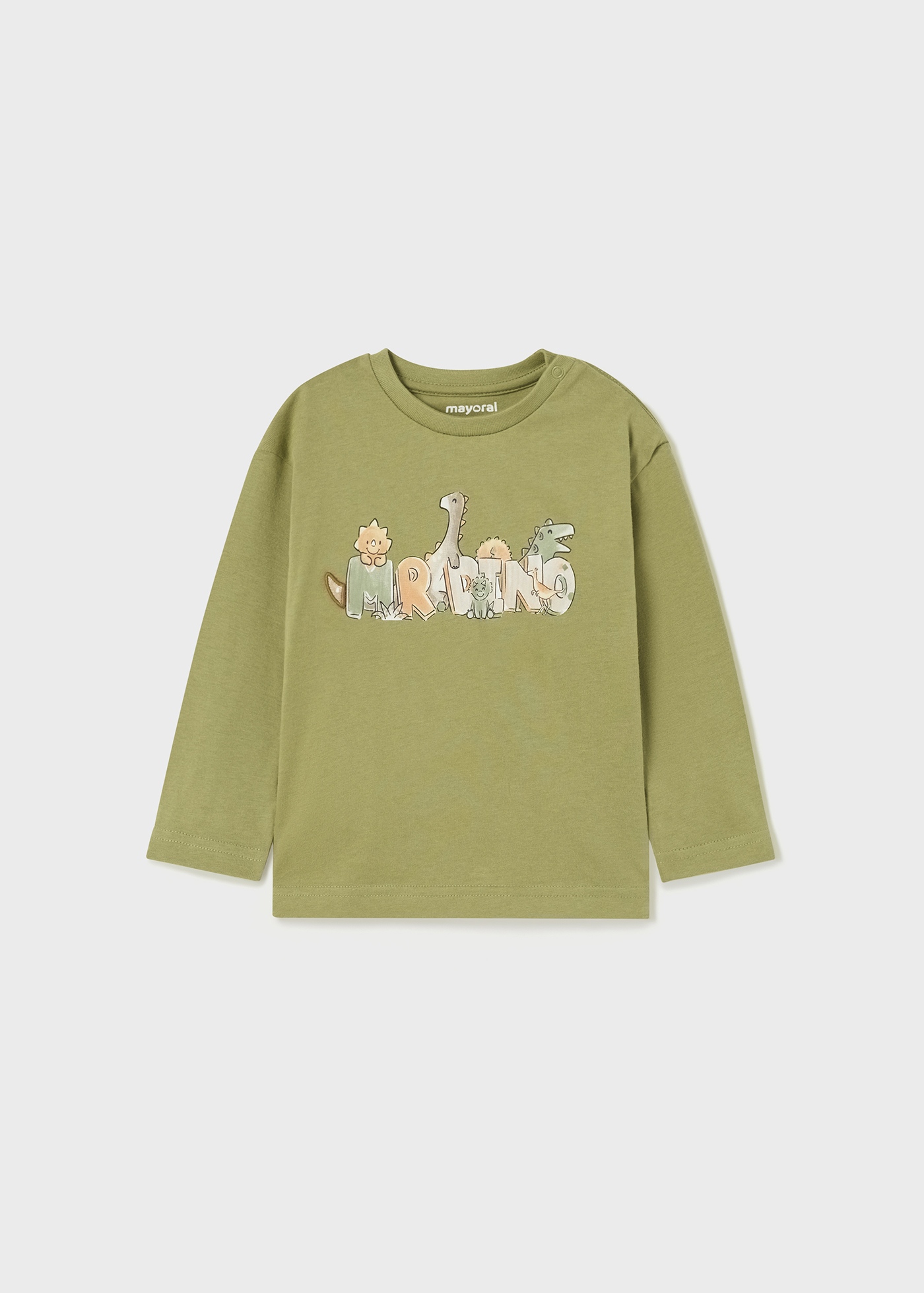 Camiseta de manga comprida feita de algodão sustentável para bebês