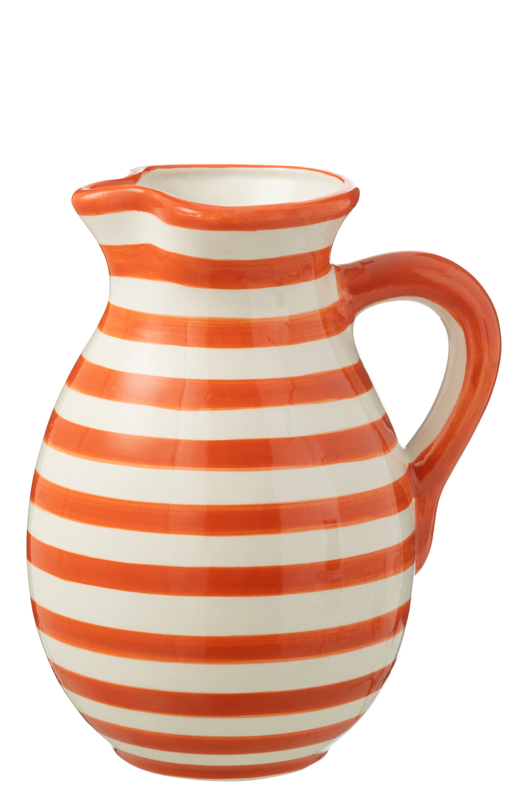 J-Line kruik Granada Stripes - keramiek - wit|oranje - large