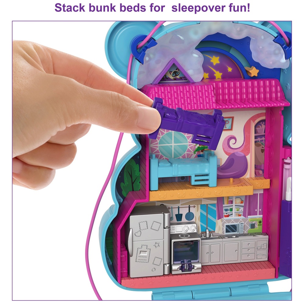 Polly Pocket Teddybär-Tragetasche mit Mikropuppen und Accessoires
