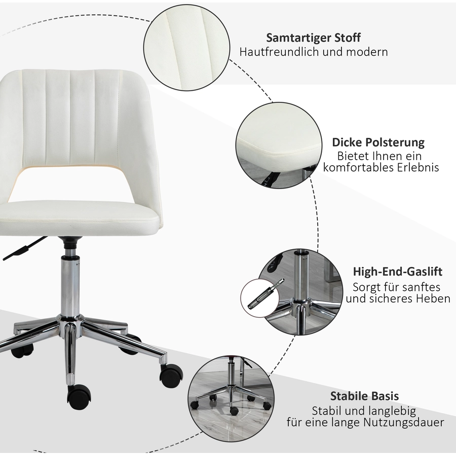 Vinsetto Bürostuhl ergonomisch geformt, high-end gaslift Beige
