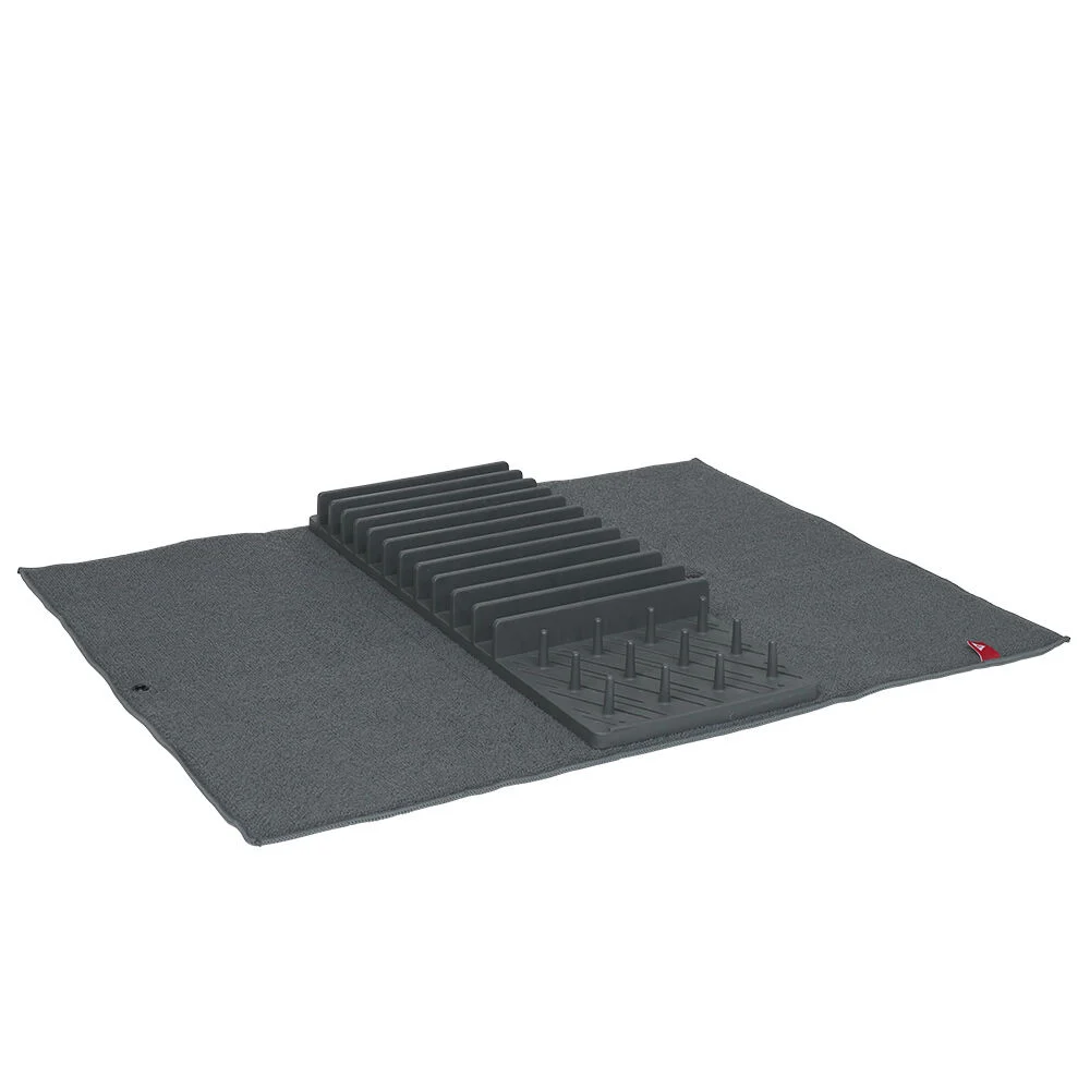 Égouttoir avec tapis pliable gris foncé 11 rangées 12 picots