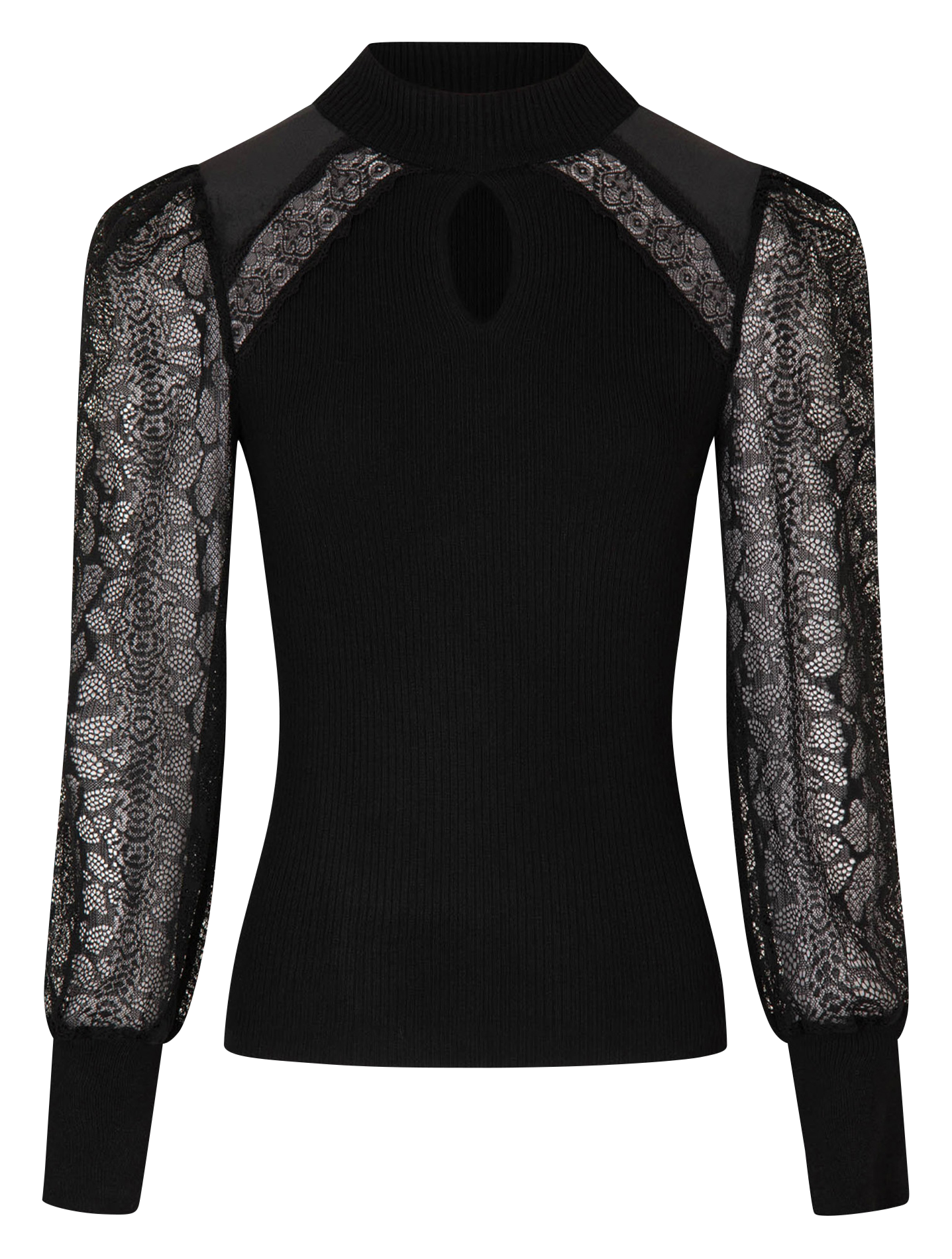 MBANG - Pull col montant en dentelle| Noir