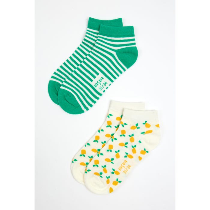 inSua-Kids 2-pack sneakersokken citroenen strepen - Insua