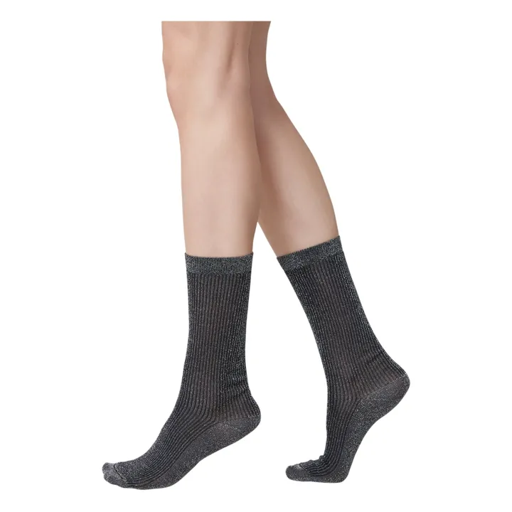 Swedish Stockings Chaussettes Magda Métallisées | Noir