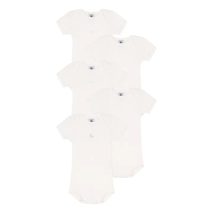 Petit Bateau Lot 5 Bodies Lapin | Ecru