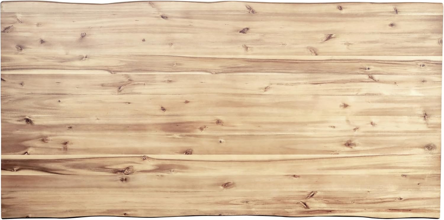 SAM Esstisch Harley | 180 x 90 cm | Akazienholz massiv | Farbe: Natur lackiert | echte Baumkante | Spider-Gestell Metall Silber | pflegeleichter Baumkantentisch/Esszimmertisch/Küchentisch