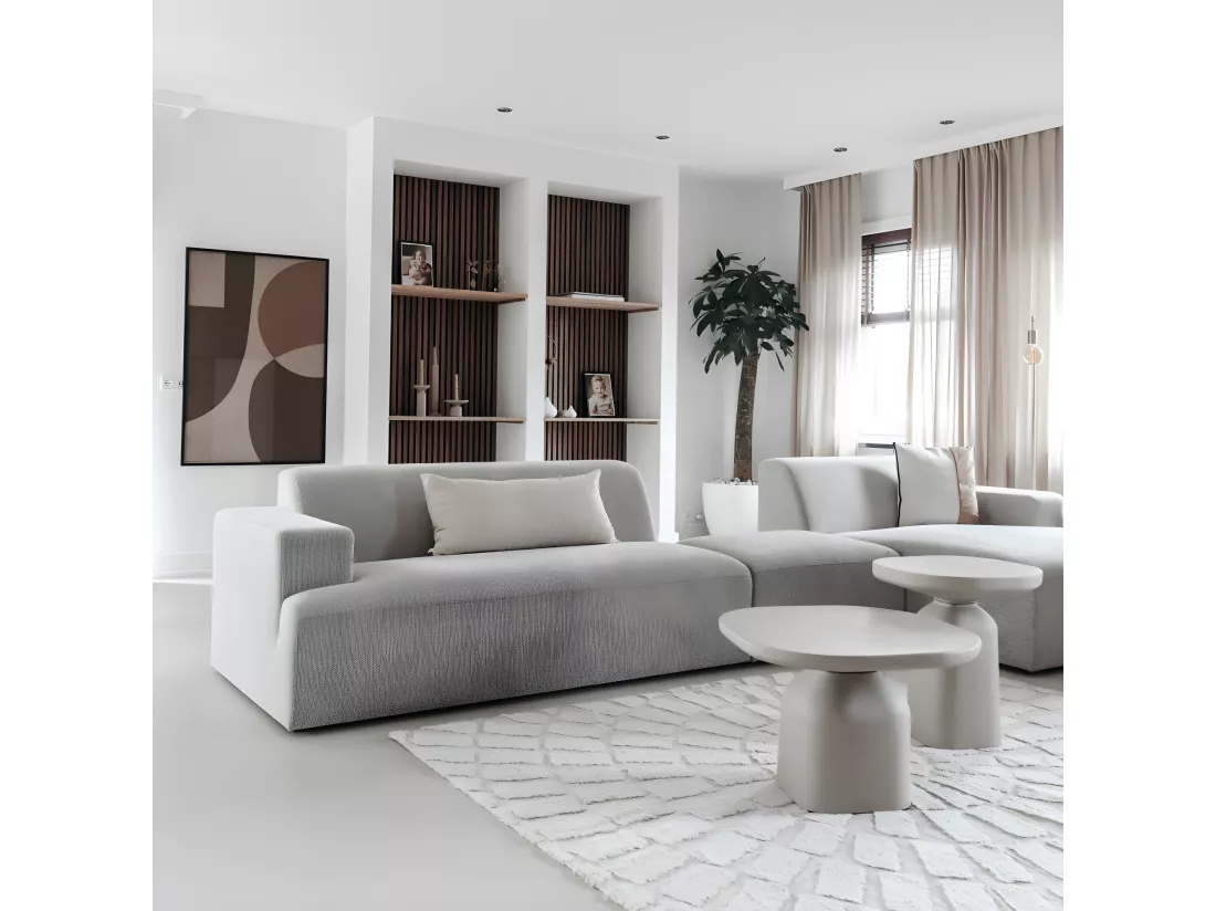 Squand - Table basse en aluminium ø60cm - Beige