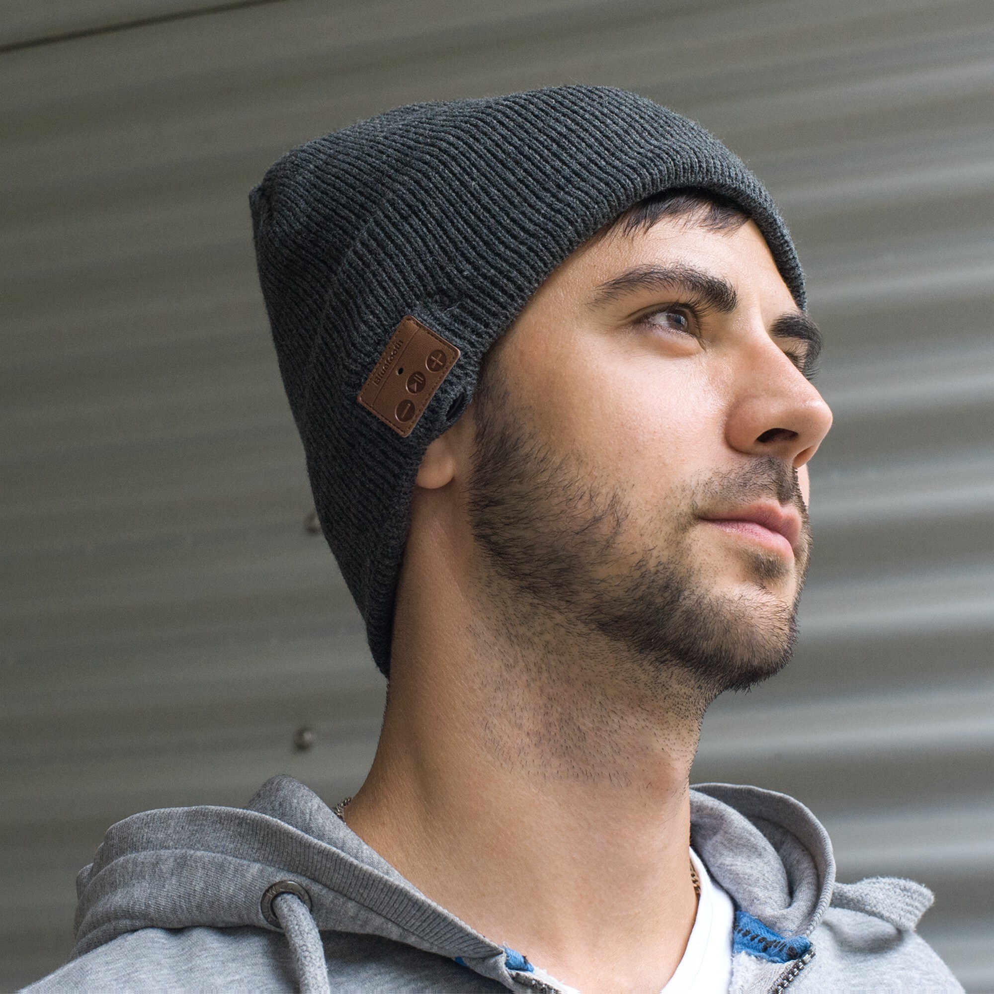 Sharon Beanie mit Bluetooth Kopfhörer, grau