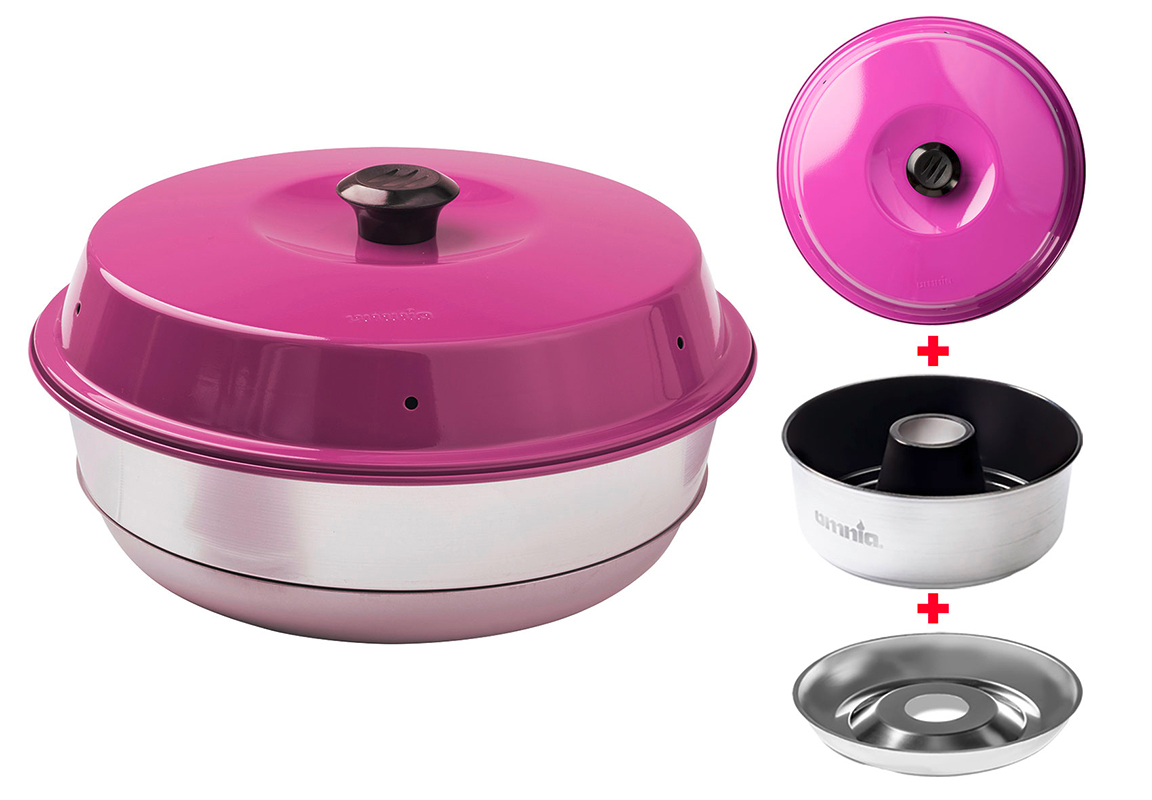 Omnia Campingbackofen Set 3-teilig mit Maxiform Antihaftbeschichtung 3 Liter Lila