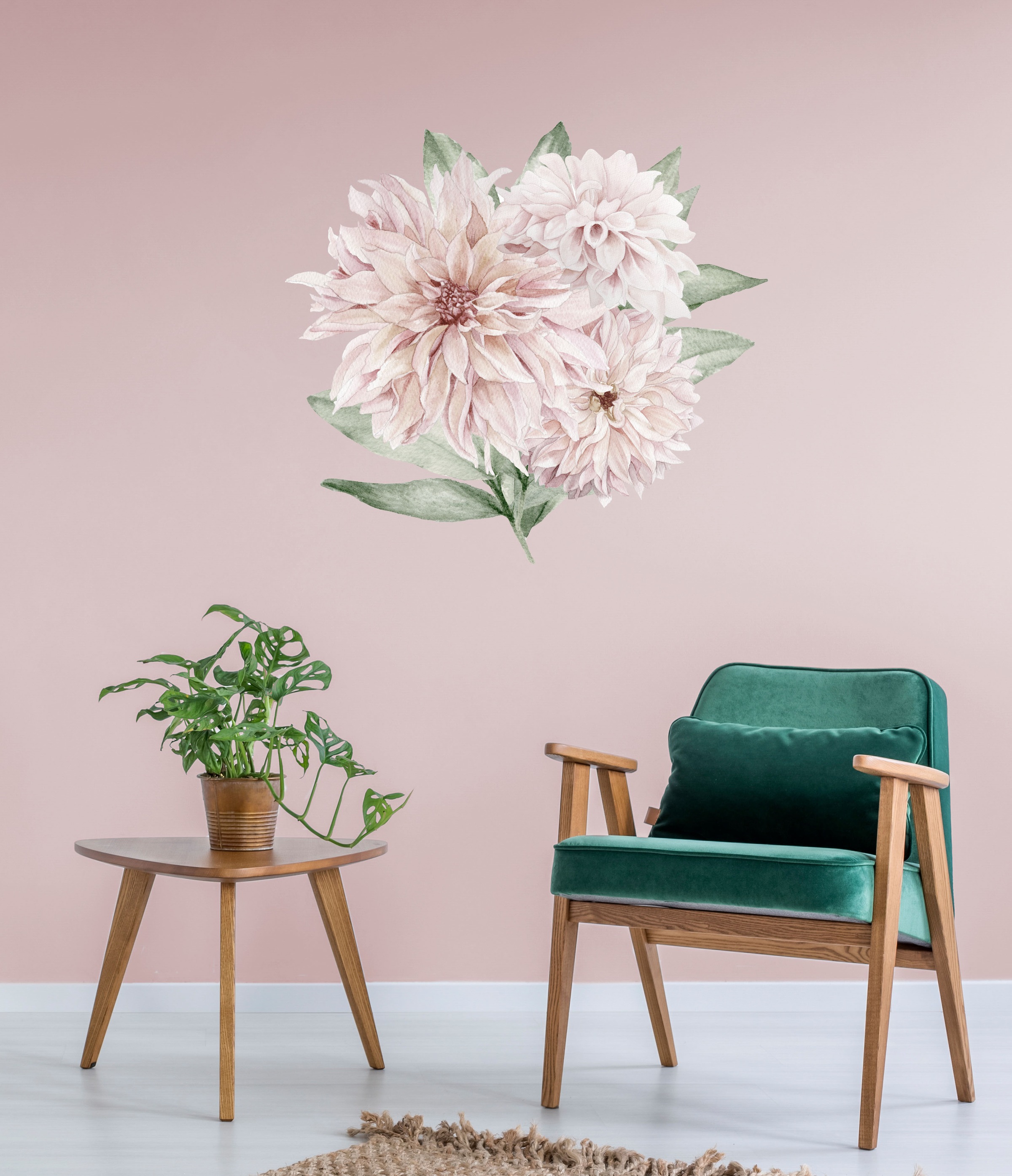queence Wandtattoo »Gabriele« Wandbild, Sticker, rosa, Blume, Blüte, selbstklebend
