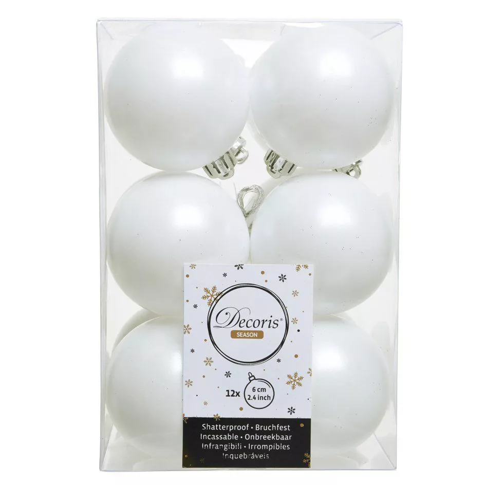Lot de 12 boules de Noël (D60 mm) Alpine Blanc