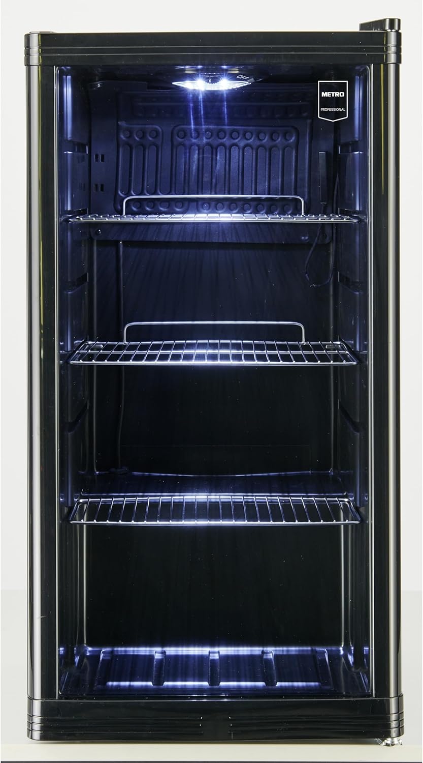 METRO Professional Réfrigérateur à boissons GPC1088, métal/verre, 43 x 49 x 83 cm, 88 L, réfrigération statique, noir