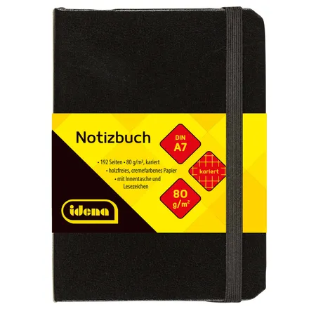 Idena Notizbuch, A7, schwarz