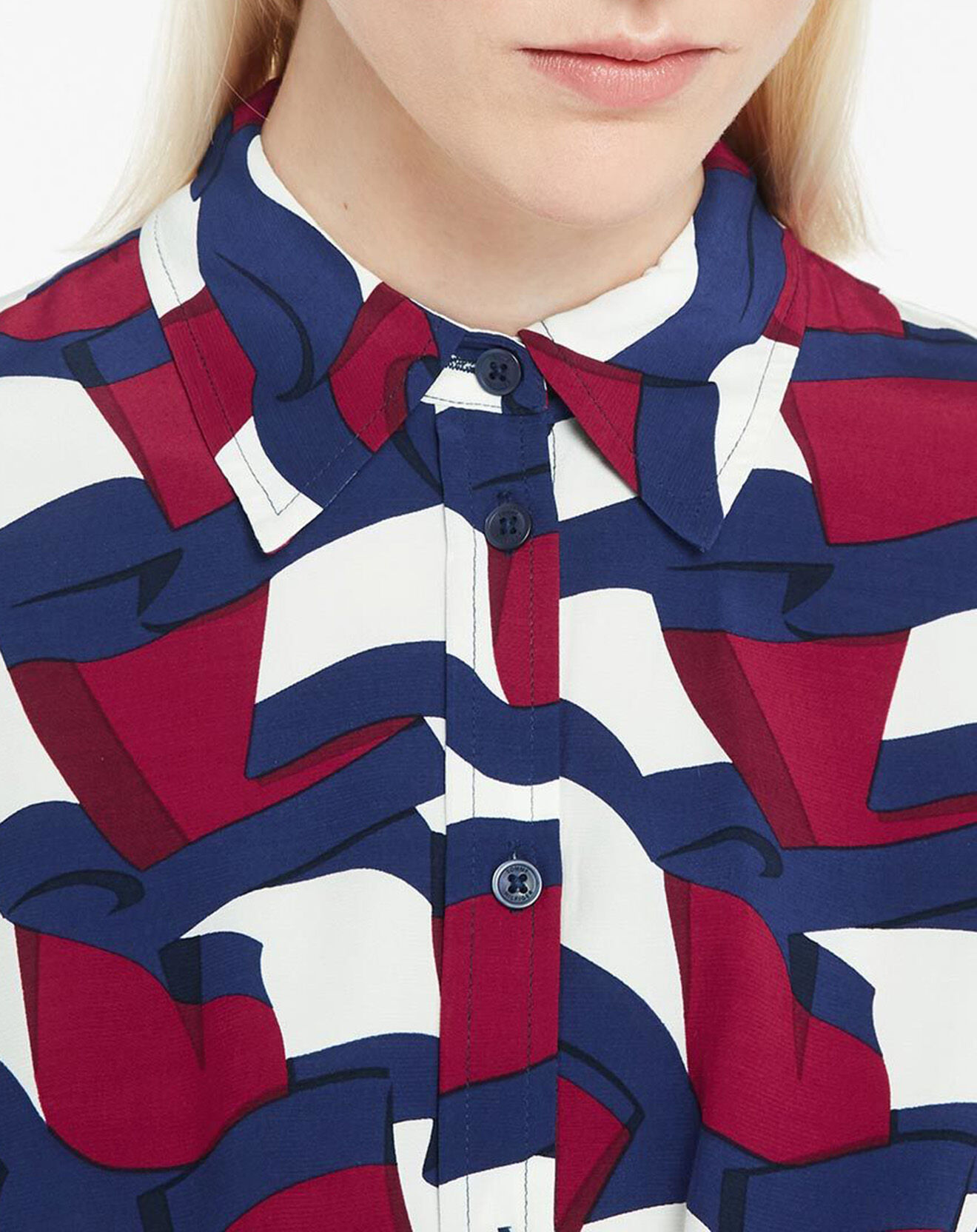Tommy Hilfiger Robe chemise Fluide imprimée bleu/rouge/blanc