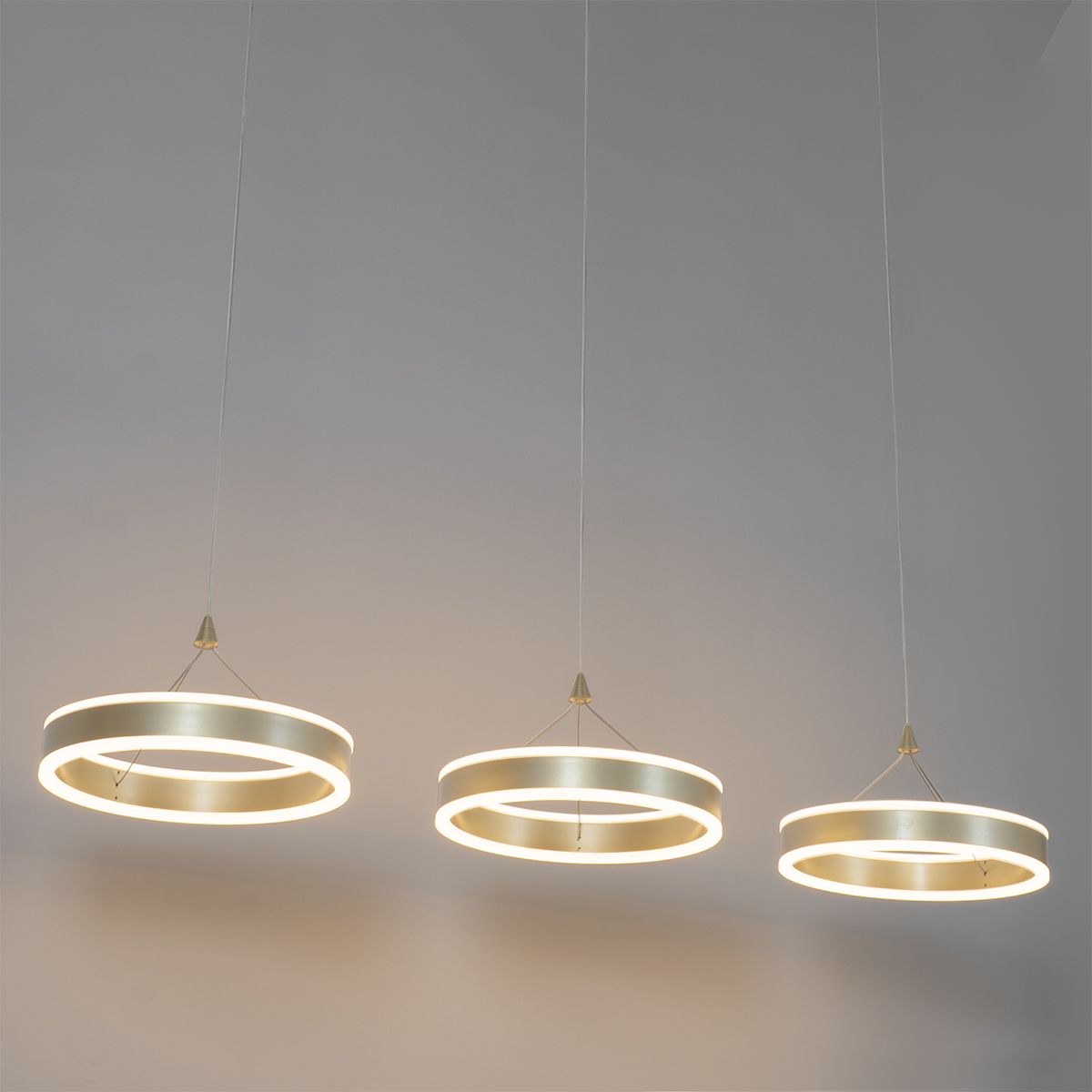 Hanglamp messing langwerpig incl. LED 3-staps dimbaar 3-lichts - Lyani