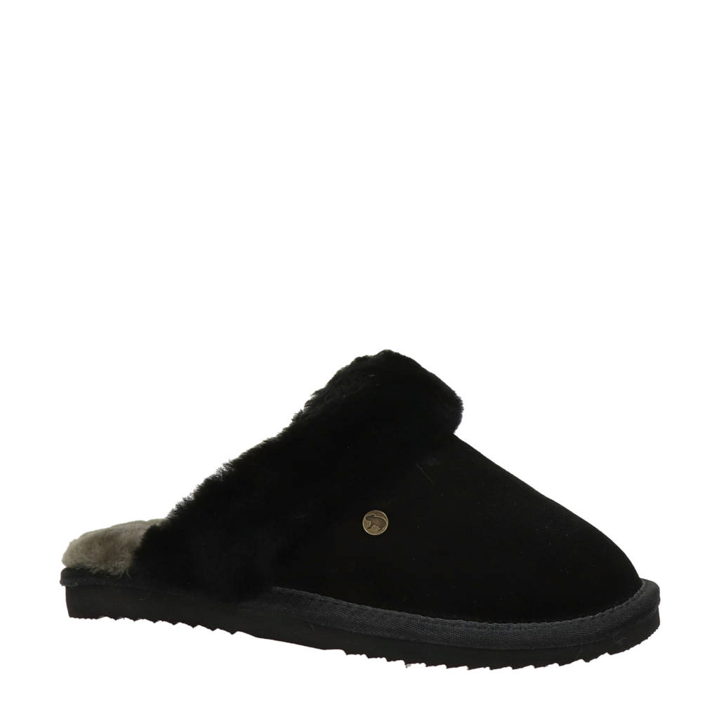 Warmbat Australia leren pantoffels zwart