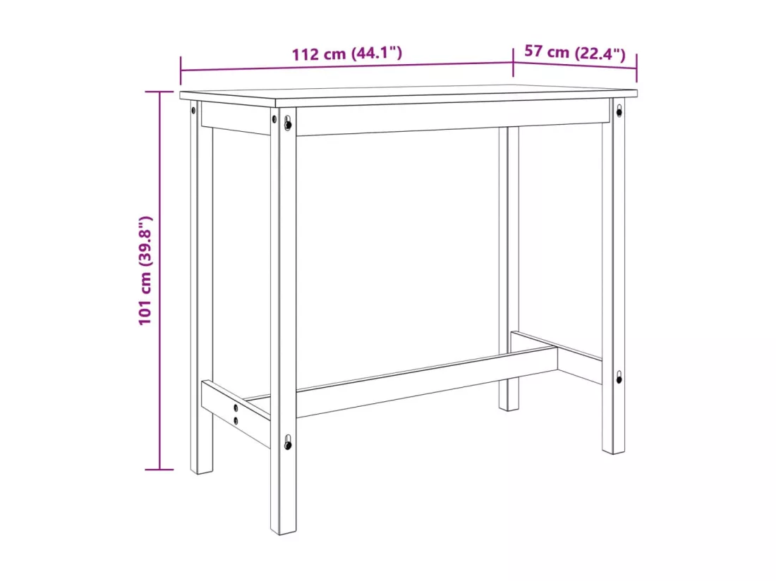 Ensemble de bar 5 pcs Blanc Bois de pin massif