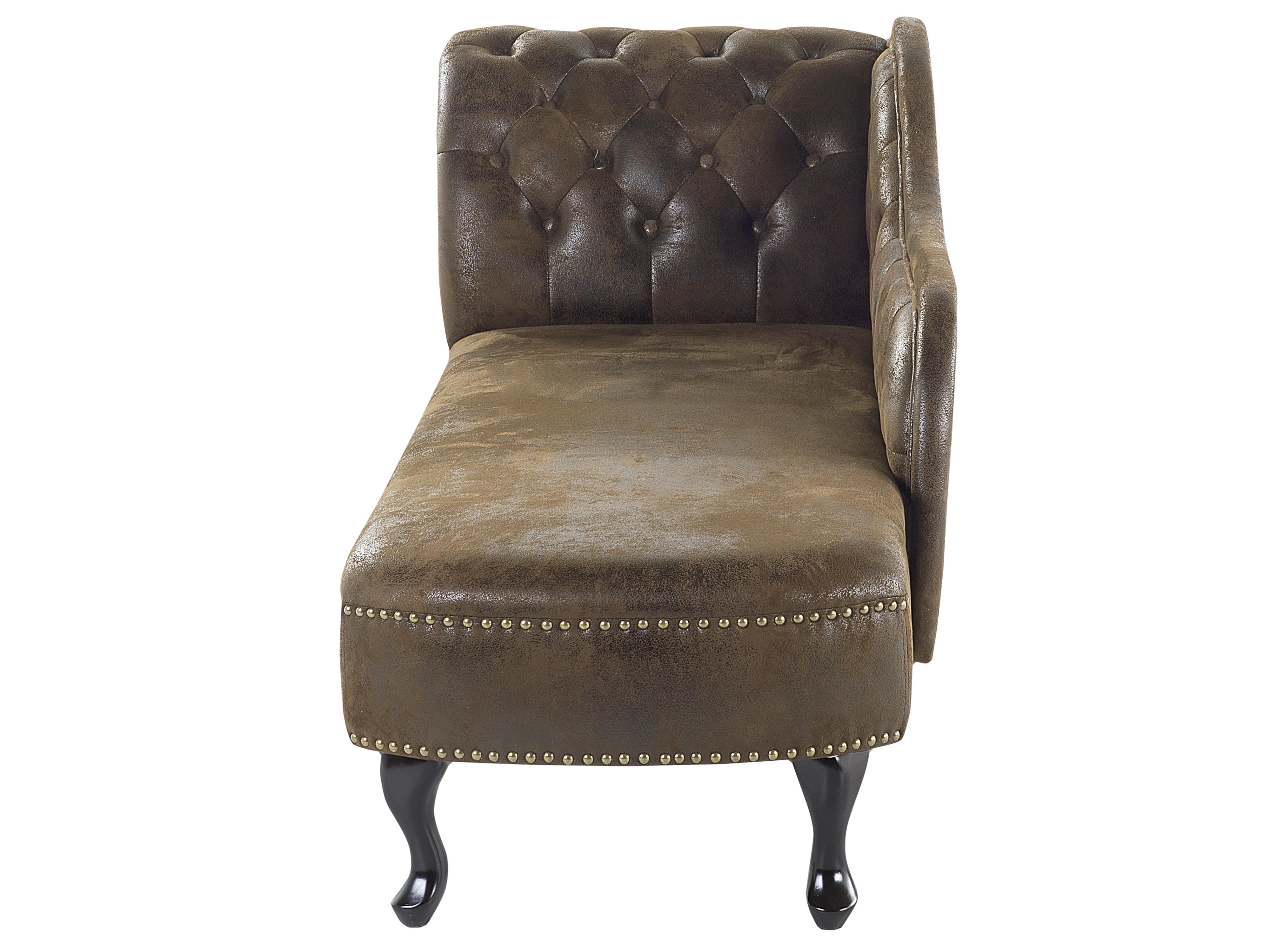 Linkszijdige chaise longue NIMES Kunstsuède Donkerbruin