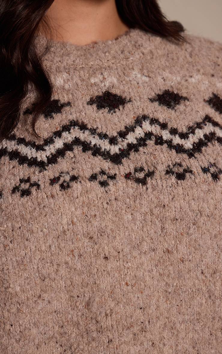 Avoine Synthétiquell Grande Taille En Maille Jacquard Col Montant