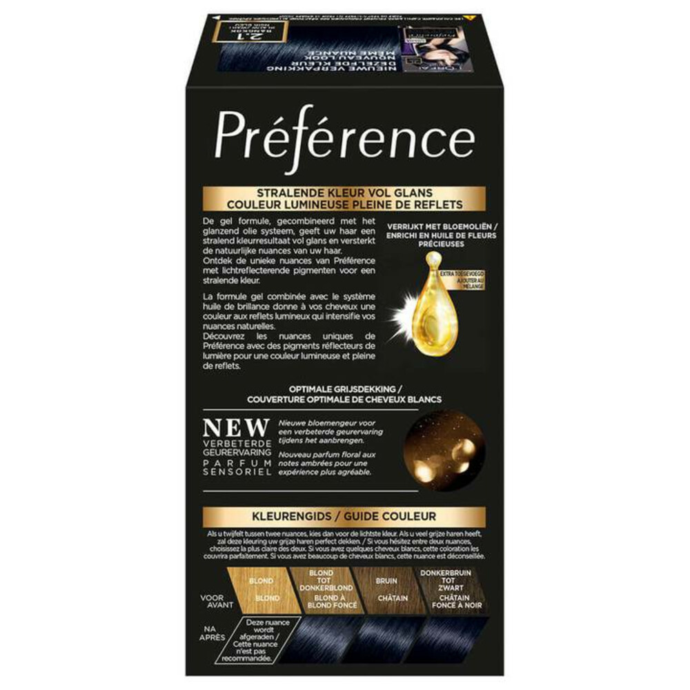 L'Oréal Préférence Permanente Haarkleuring 2.1 Blauw Zwart