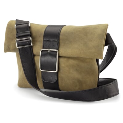 Damen-Schultertasche Hirschleder, Oliv
