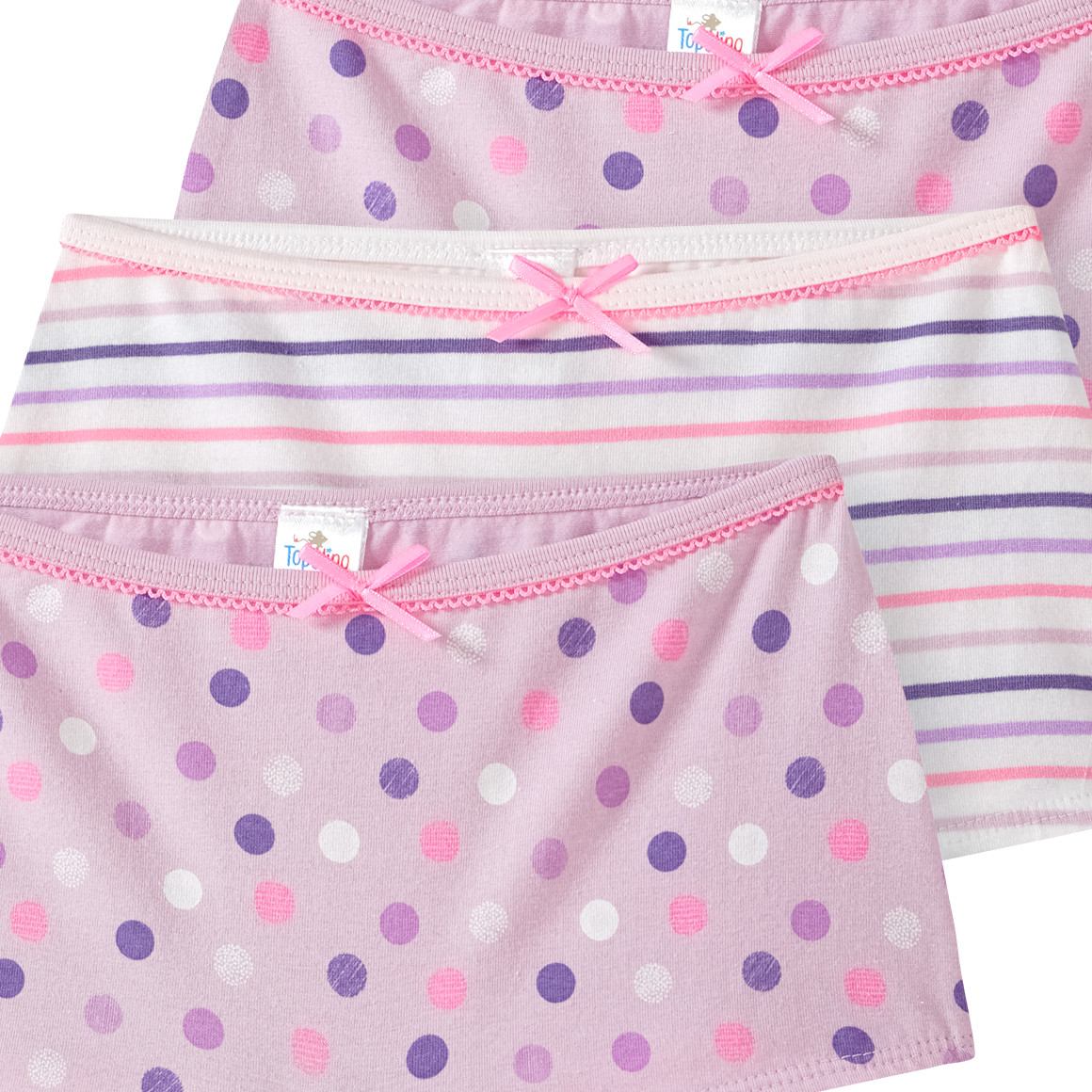 Topolino 3 Mädchen Pantys im Set helllila / weiss / bunt