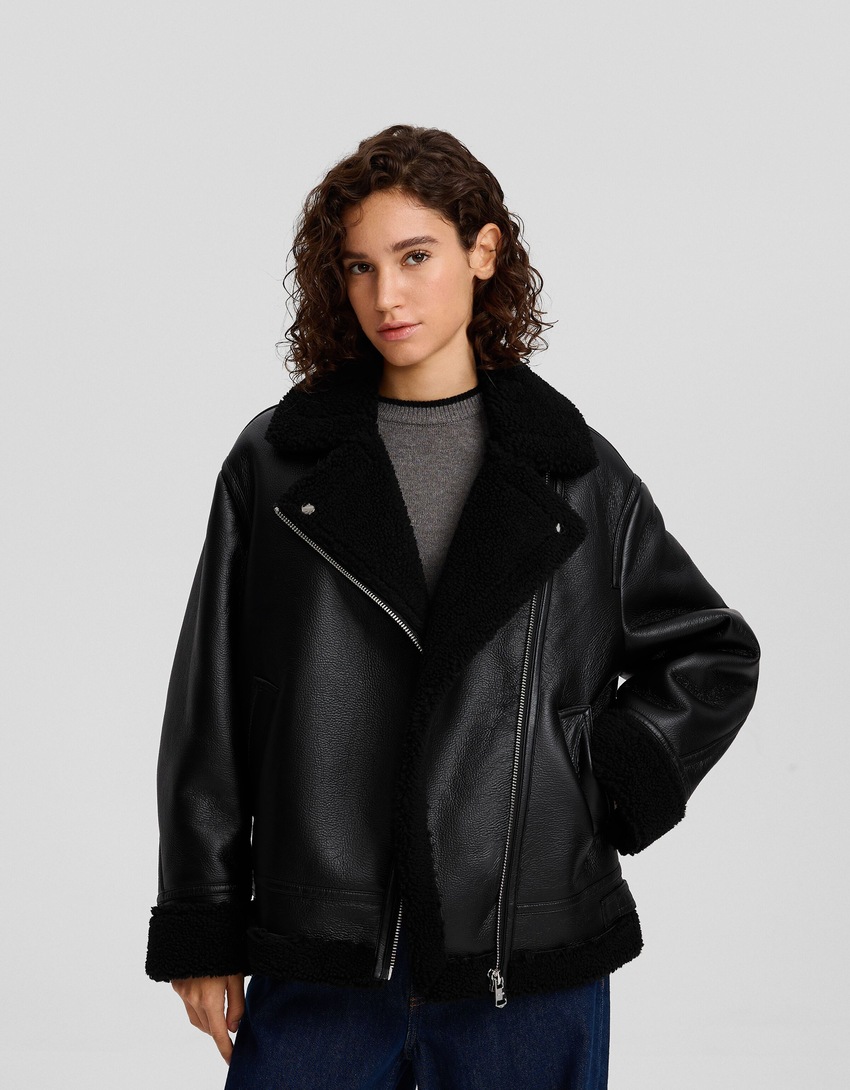 Jaqueta de motociclista dupla face oversized