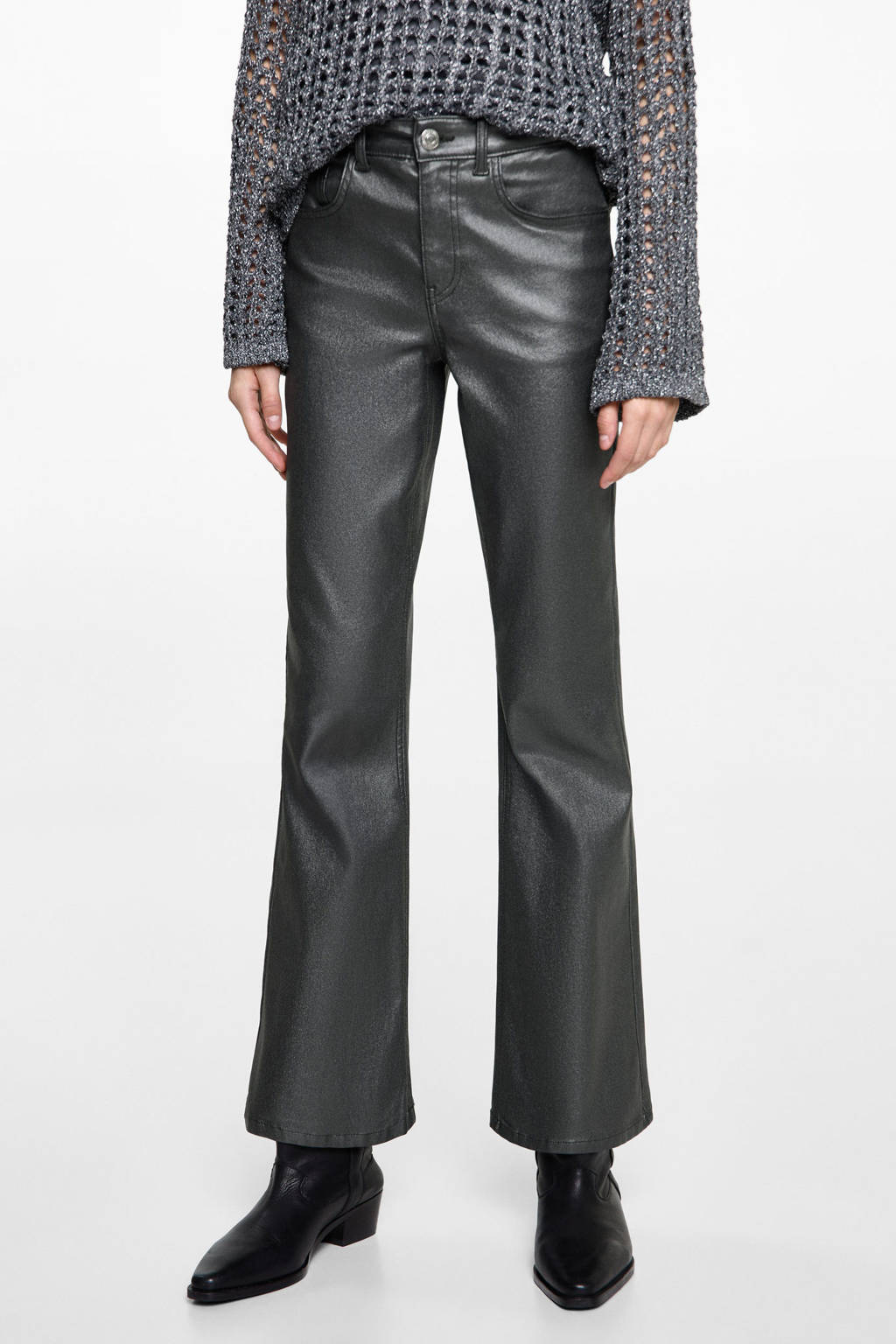 MANGO TEEN bootcut casual broek grijs
