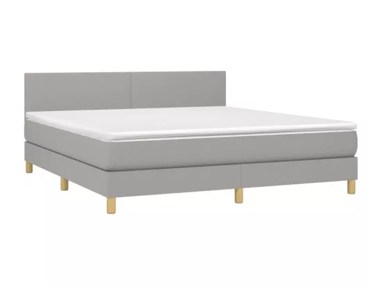 Sommier tapissier et matelas et LED Gris clair 180x200 cm Tissu