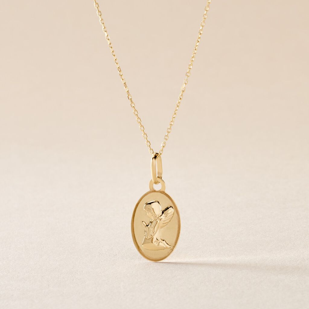 Pendentif Ange Ovale Or Jaune