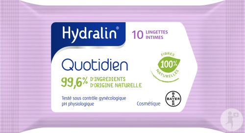 Hydralin Quotidien Lingettes Douces Biodégradables Apaisantes 10 Pièces