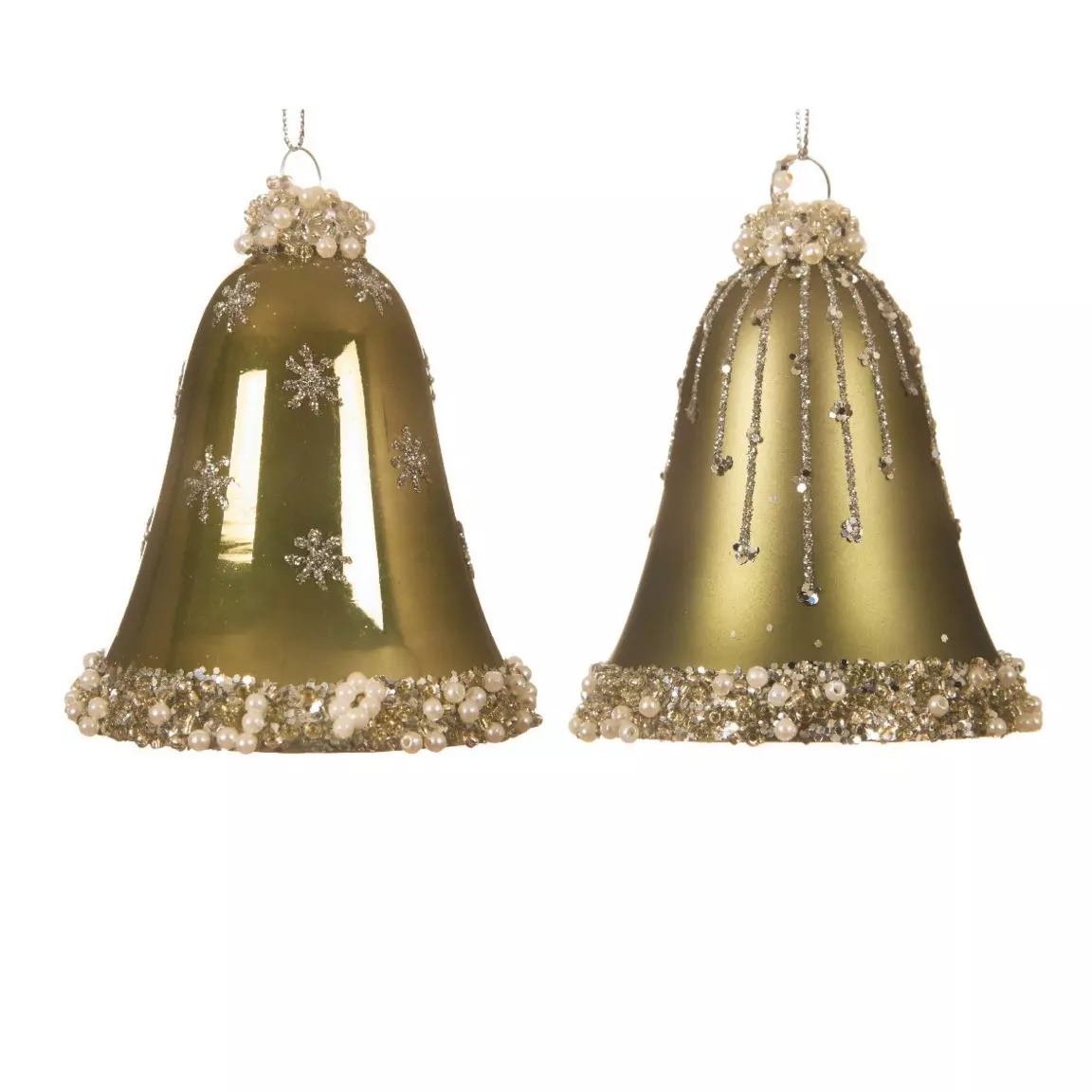 Lot de 2 clochettes en verre (H8 cm) Kristina Vert mousse