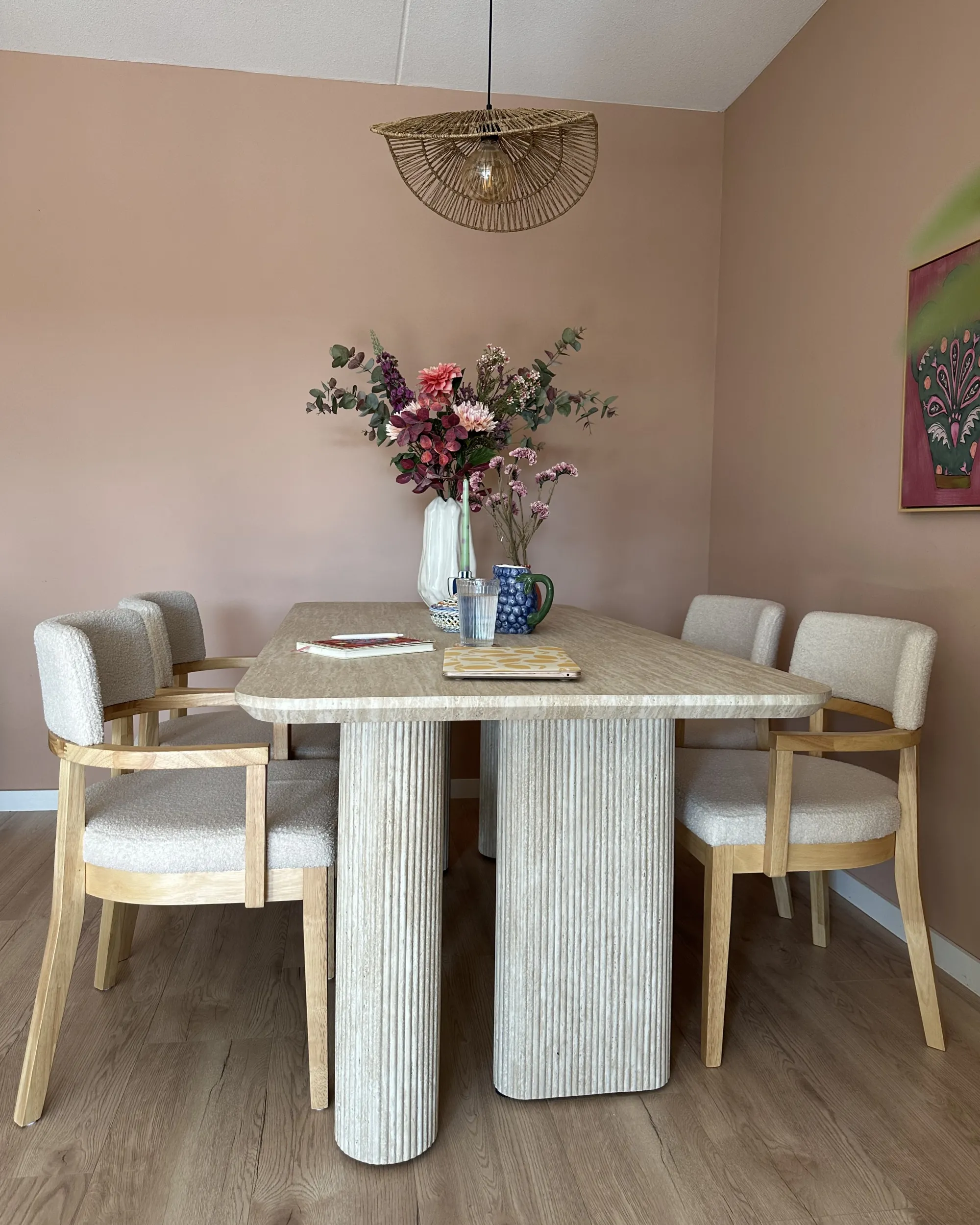 Eettafel BARROY Travertijn-effect 90 cm 180 cm