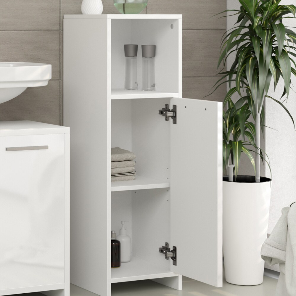 Vicco Badschrank Kiko Midischrank Badezimmerschrank Badmöbel Bad Weiß Hochglanz