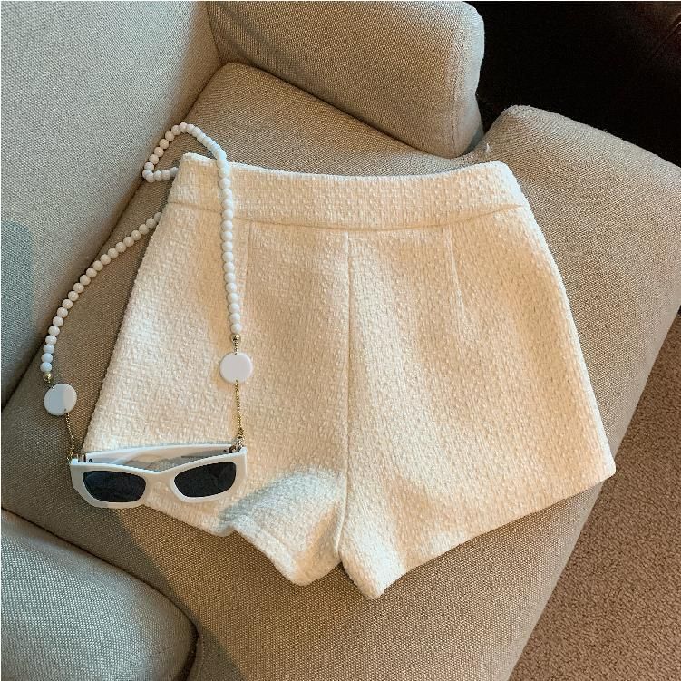 Bakli - Hoge taille effen tweed shorts