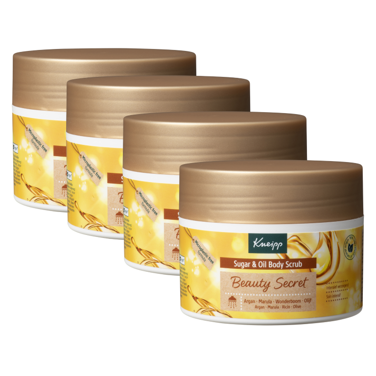 4x Kneipp Body scrub sugar & oil beauty geheimen (220 gr)