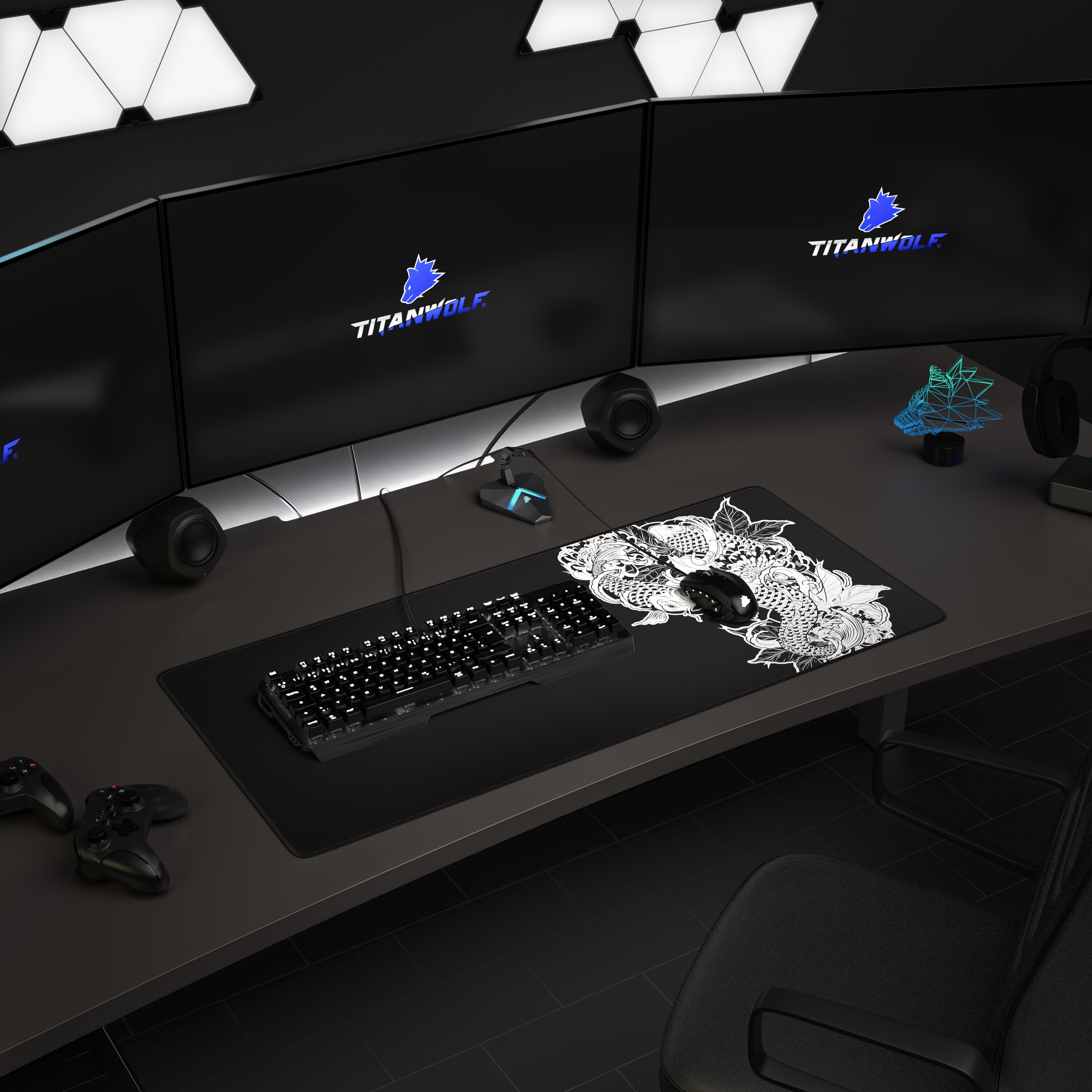 Titanwolf XXL Speed Gaming Mauspad Titanwolf Schwarz 900 x 400mm, XXL Mousepad, Tischunterlage Large Size, verbessert Präzision und Geschwindigkeit