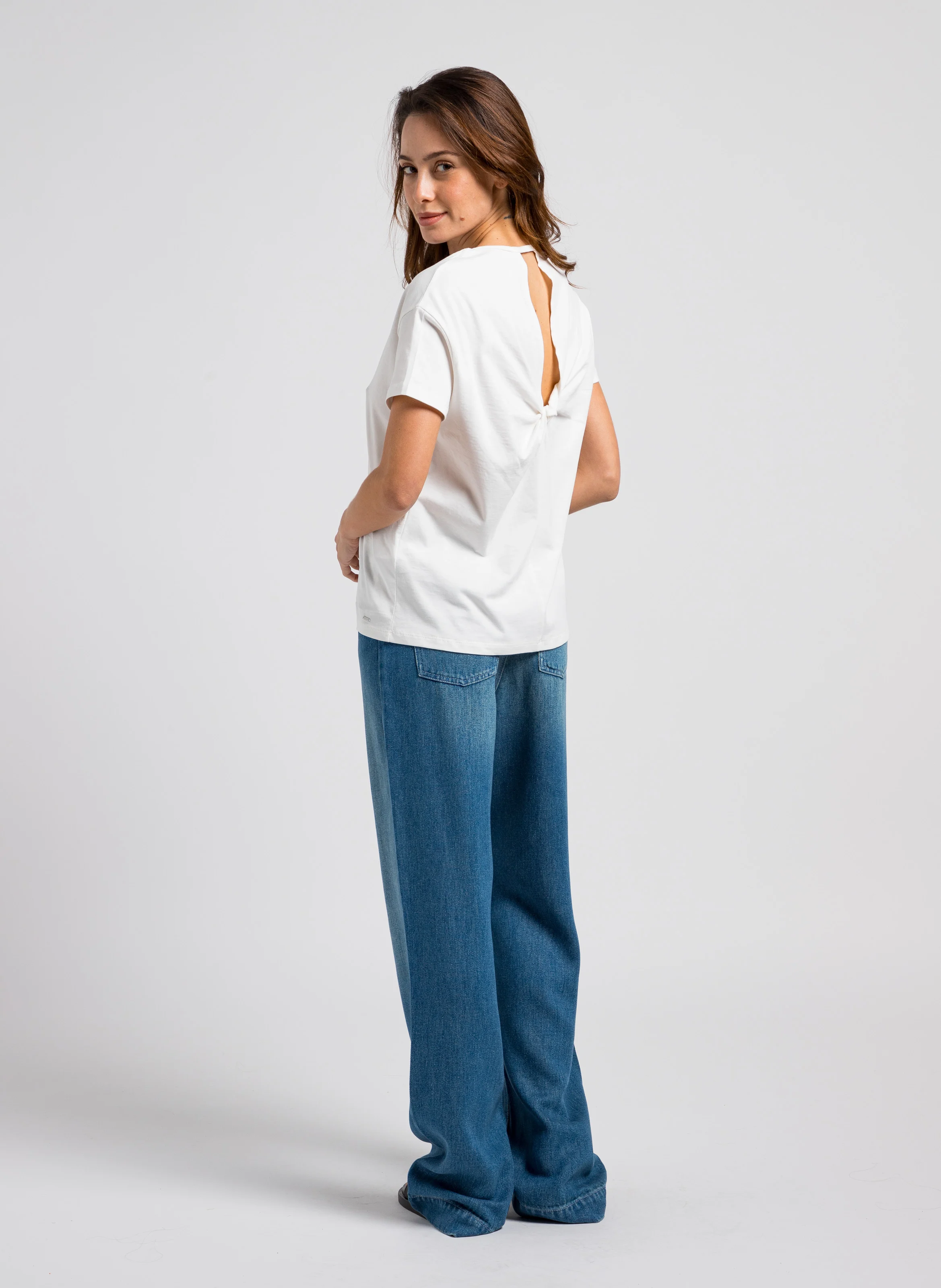 Jean large taille haute| Bleu