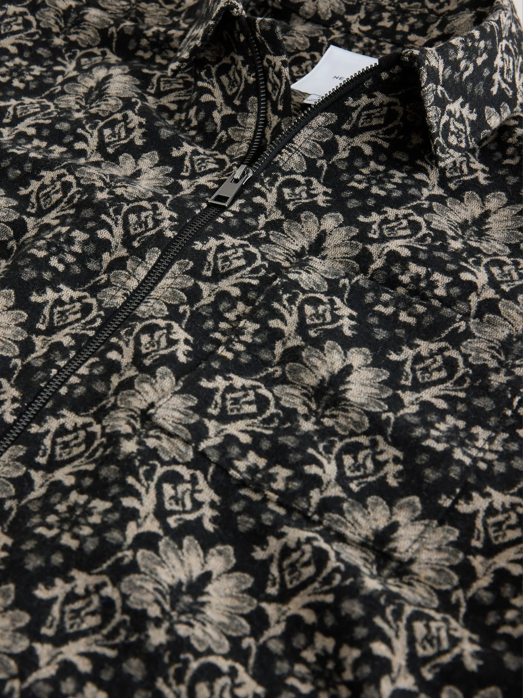 Zwart/wit - Medallion Printed Zipped Shacket