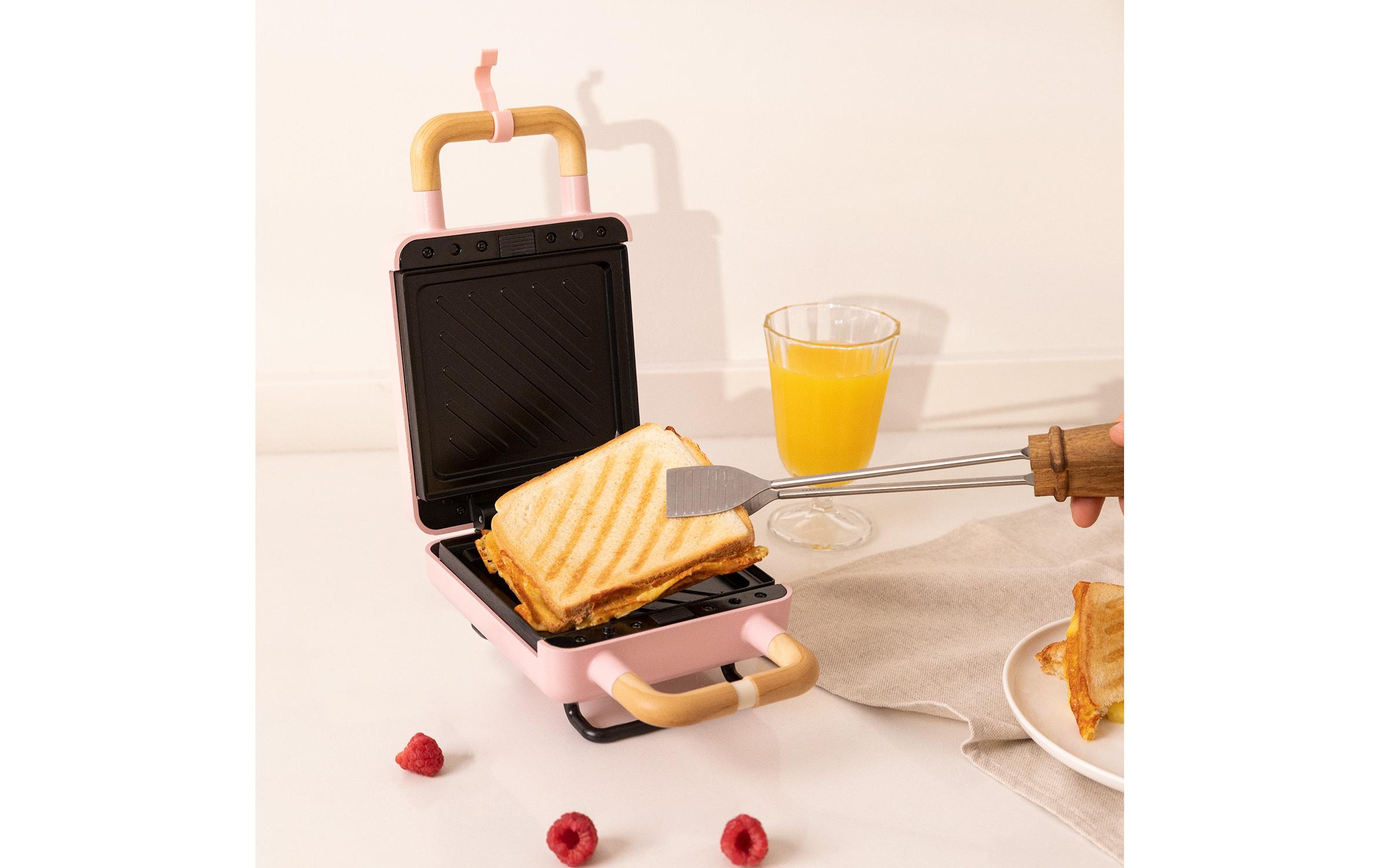 Waffeleisen Stone 2 in 1 Compact PastellrosaWaffel- und Sandwichmaker mit austauschbaren Platten