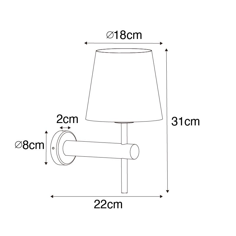 Moderne wandlamp messing met zwart - Pluk