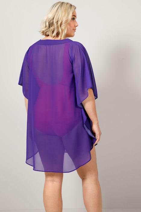 Tunika, oversized, Chiffon, Ausschnitt-Zierband, Schmetterling